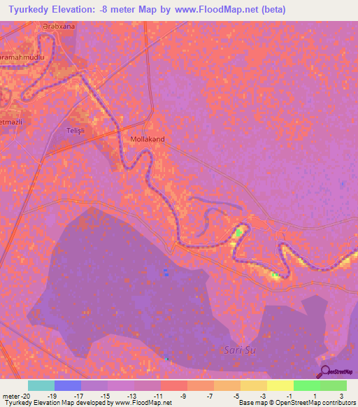 Tyurkedy,Azerbaijan Elevation Map