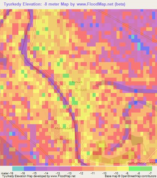 Tyurkedy,Azerbaijan Elevation Map