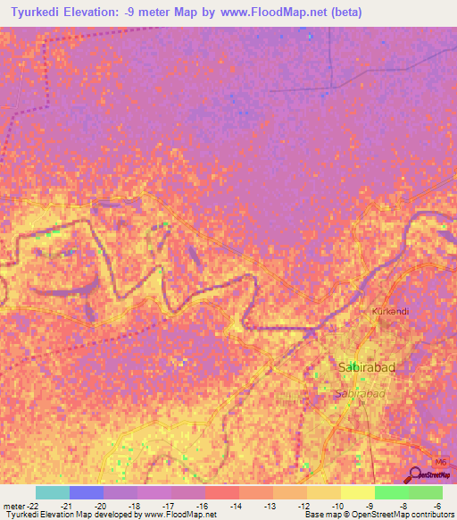 Tyurkedi,Azerbaijan Elevation Map