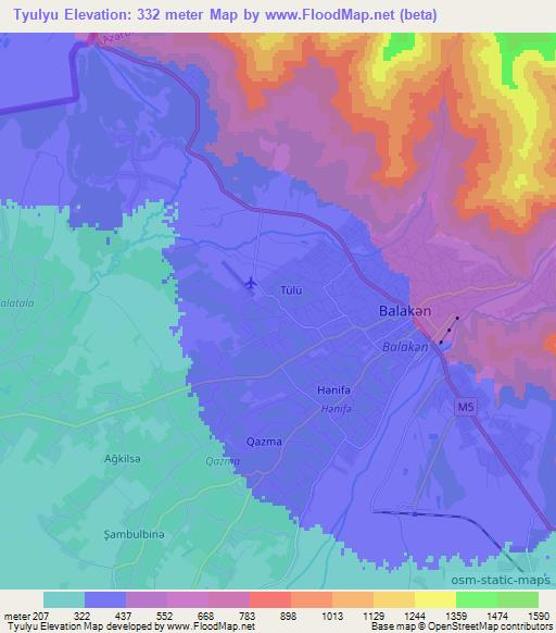 Tyulyu,Azerbaijan Elevation Map
