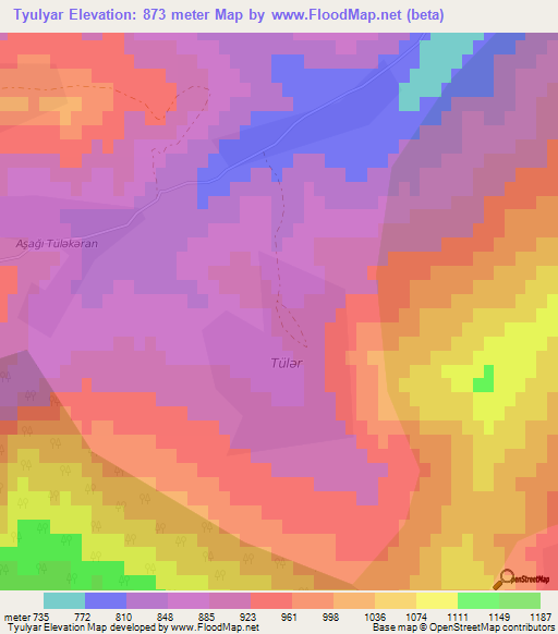 Tyulyar,Azerbaijan Elevation Map