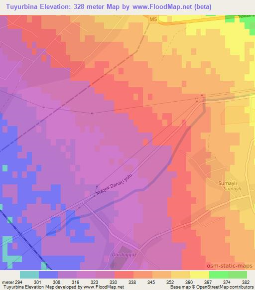 Tuyurbina,Azerbaijan Elevation Map