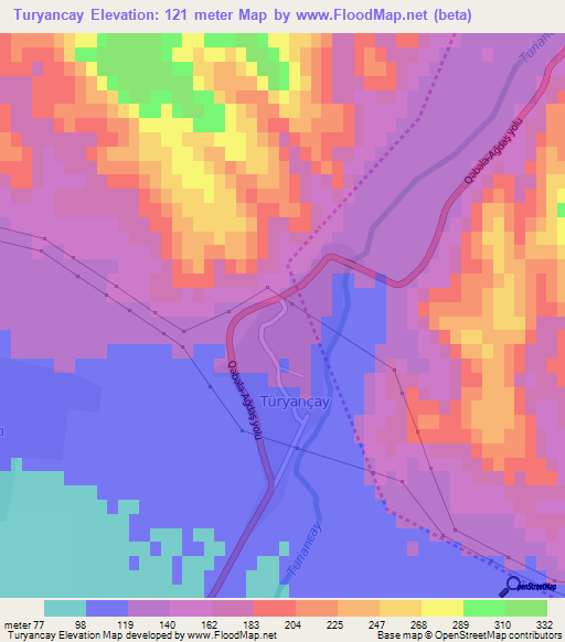 Turyancay,Azerbaijan Elevation Map