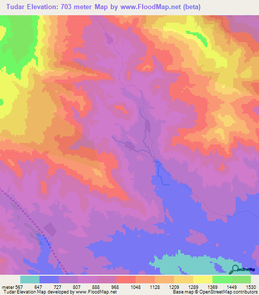 Tudar,Azerbaijan Elevation Map