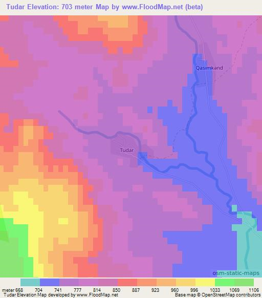 Tudar,Azerbaijan Elevation Map