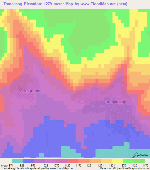 Tsmakaog,Azerbaijan Elevation Map