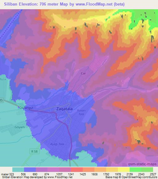 Siliban,Azerbaijan Elevation Map
