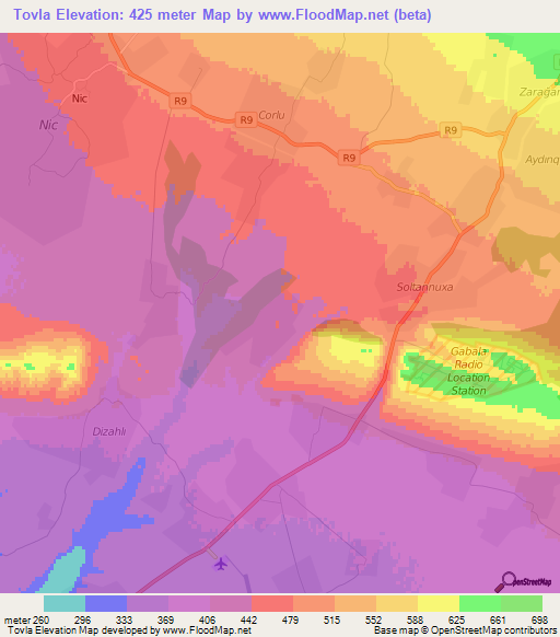 Tovla,Azerbaijan Elevation Map