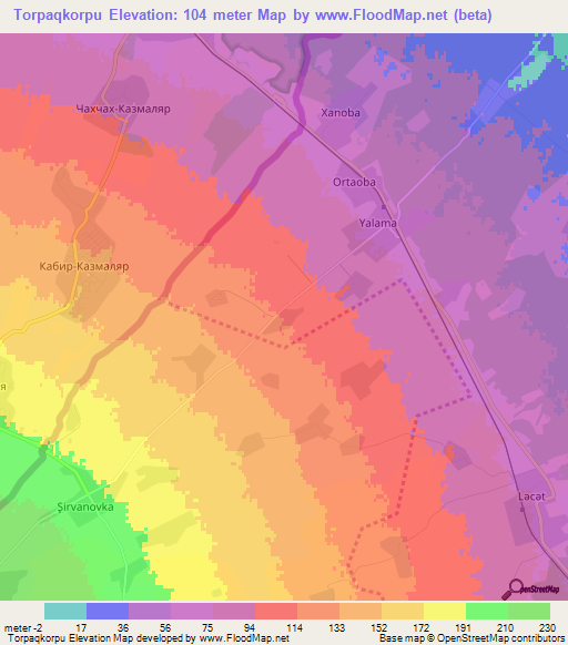 Torpaqkorpu,Azerbaijan Elevation Map