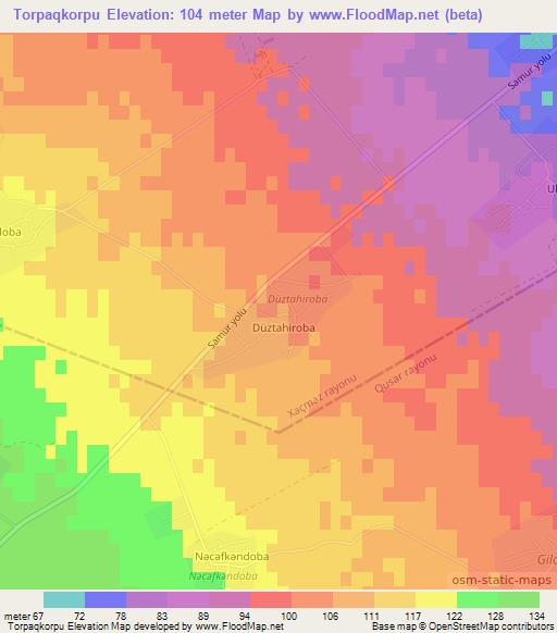 Torpaqkorpu,Azerbaijan Elevation Map