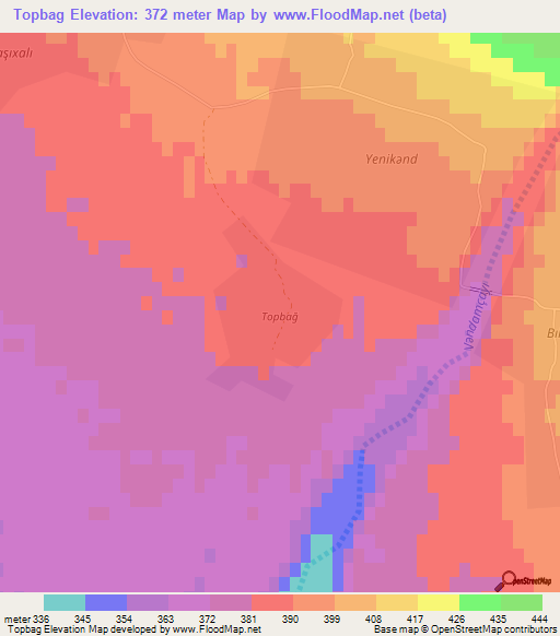 Topbag,Azerbaijan Elevation Map