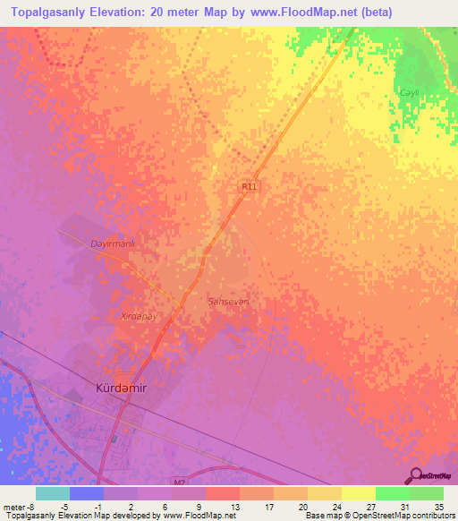 Topalgasanly,Azerbaijan Elevation Map