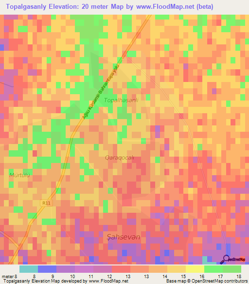Topalgasanly,Azerbaijan Elevation Map