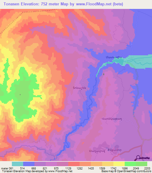 Tonasen,Azerbaijan Elevation Map