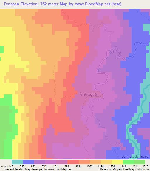 Tonasen,Azerbaijan Elevation Map