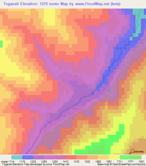 Toganali,Azerbaijan Elevation Map