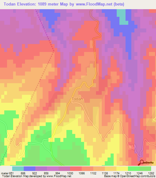 Todan,Azerbaijan Elevation Map