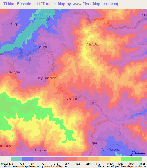 Tkhkot,Azerbaijan Elevation Map
