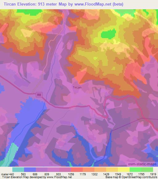 Tircan,Azerbaijan Elevation Map