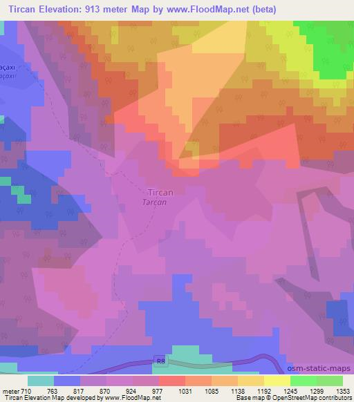 Tircan,Azerbaijan Elevation Map