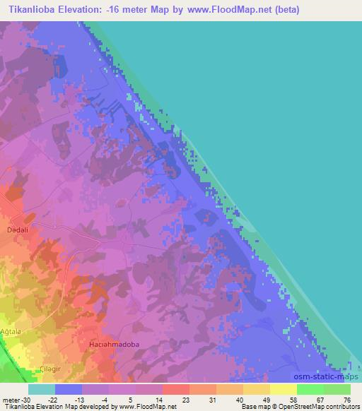 Tikanlioba,Azerbaijan Elevation Map