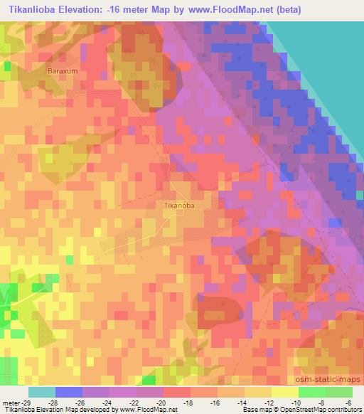 Tikanlioba,Azerbaijan Elevation Map