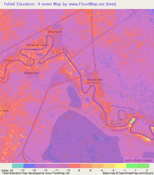 Telisli,Azerbaijan Elevation Map