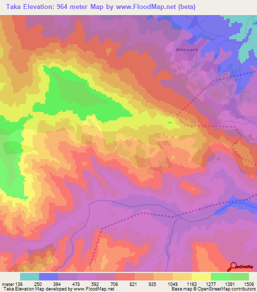 Taka,Azerbaijan Elevation Map