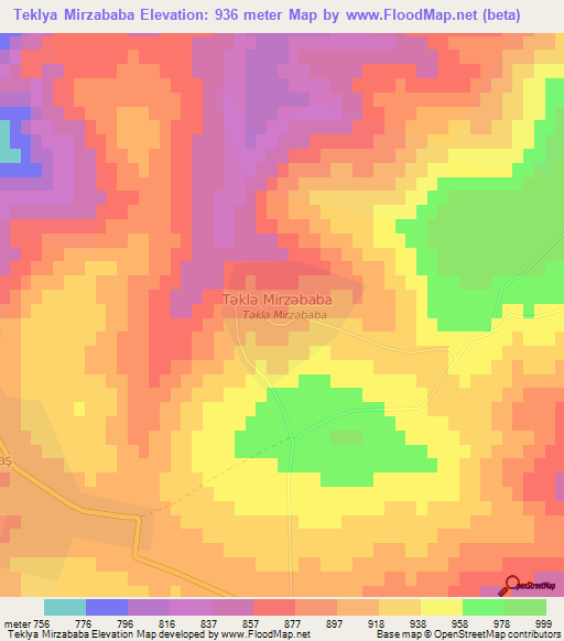 Teklya Mirzababa,Azerbaijan Elevation Map