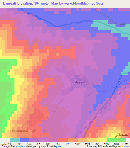 Damgali,Azerbaijan Elevation Map