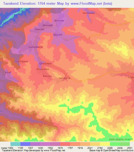 Tazakend,Azerbaijan Elevation Map