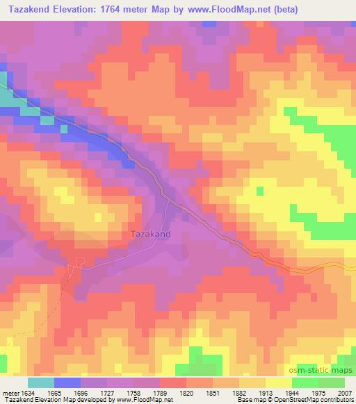 Tazakend,Azerbaijan Elevation Map