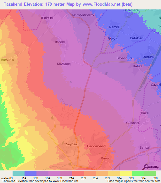 Tazakend,Azerbaijan Elevation Map