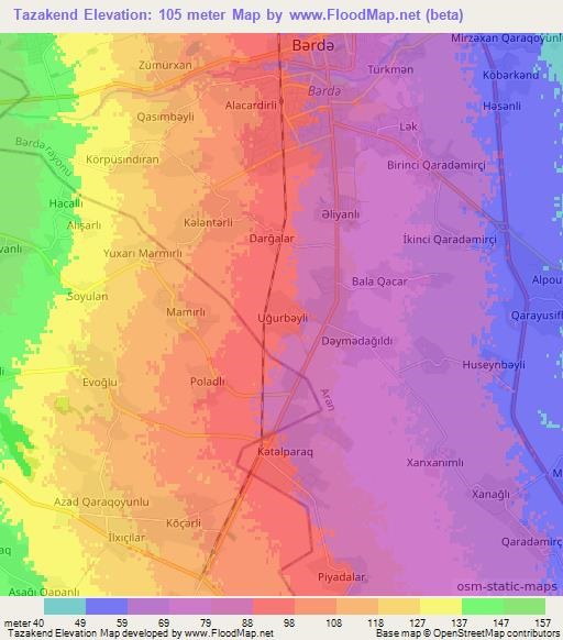 Tazakend,Azerbaijan Elevation Map