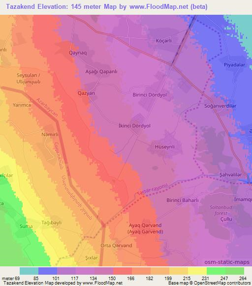 Tazakend,Azerbaijan Elevation Map