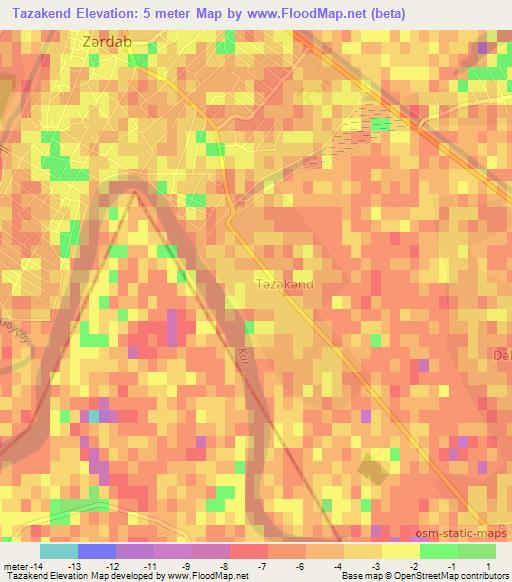 Tazakend,Azerbaijan Elevation Map