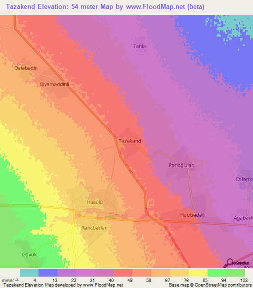 Tazakend,Azerbaijan Elevation Map