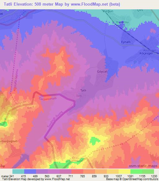 Tatli,Azerbaijan Elevation Map