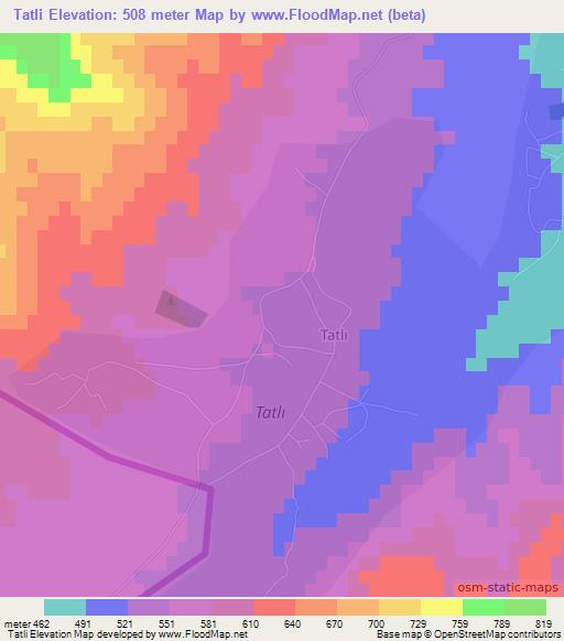 Tatli,Azerbaijan Elevation Map