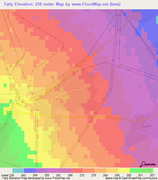 Tatly,Azerbaijan Elevation Map