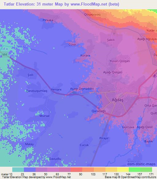 Tatlar,Azerbaijan Elevation Map