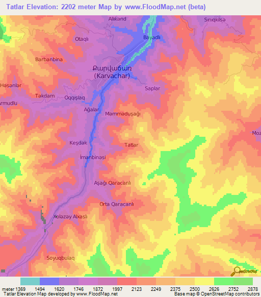 Tatlar,Azerbaijan Elevation Map