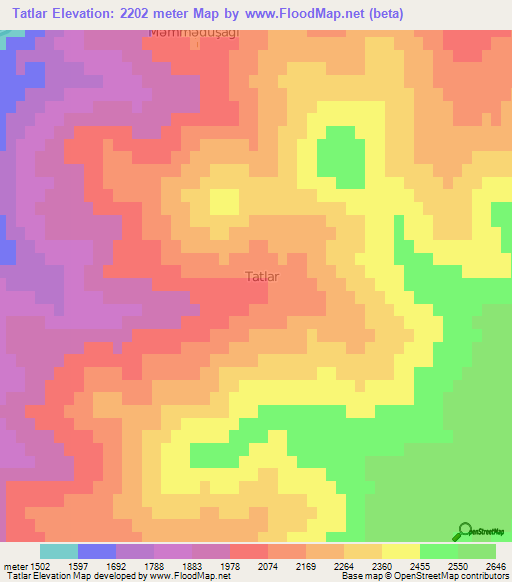 Tatlar,Azerbaijan Elevation Map