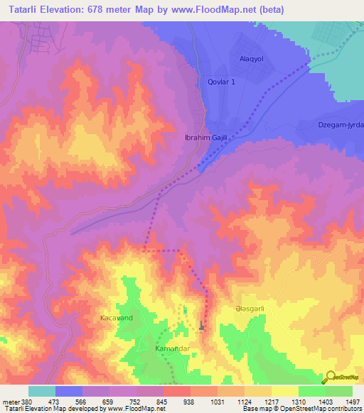 Tatarli,Azerbaijan Elevation Map