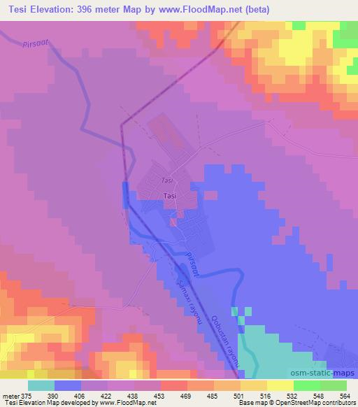 Tesi,Azerbaijan Elevation Map