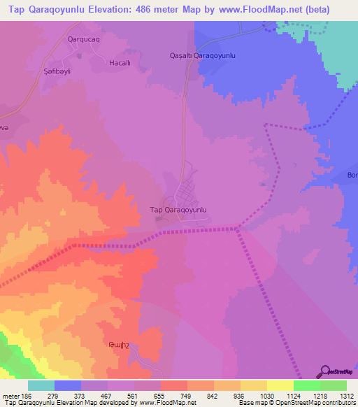 Tap Qaraqoyunlu,Azerbaijan Elevation Map