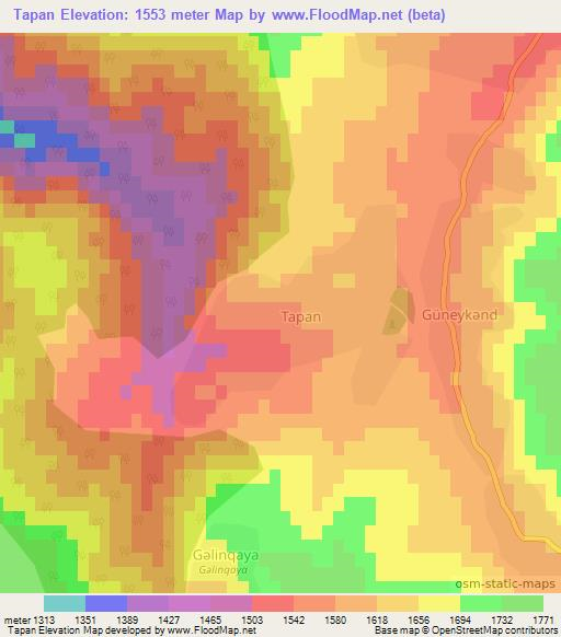 Tapan,Azerbaijan Elevation Map