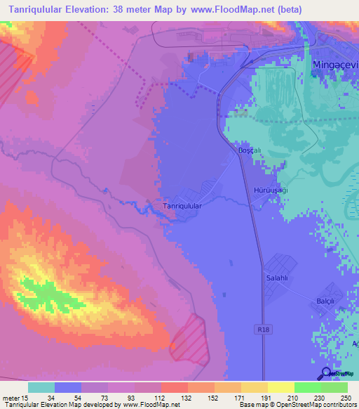 Tanriqulular,Azerbaijan Elevation Map
