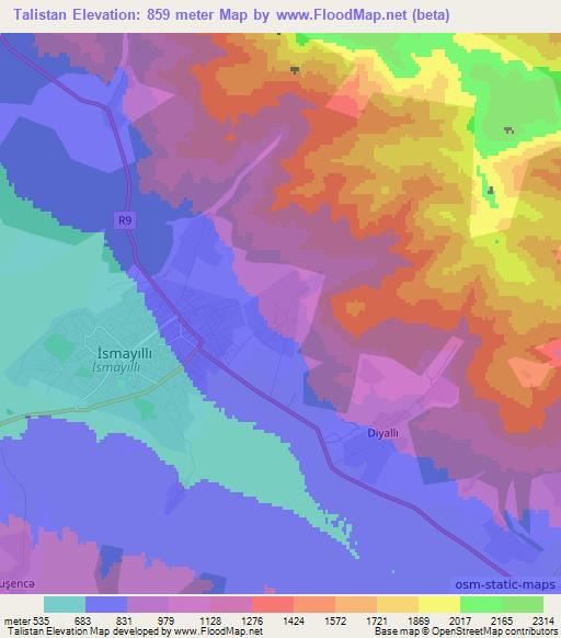 Talistan,Azerbaijan Elevation Map