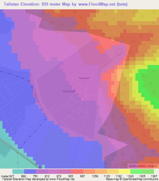 Talistan,Azerbaijan Elevation Map